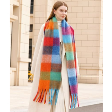 Wander Agio Warm Plaid Winter Scarf for Women