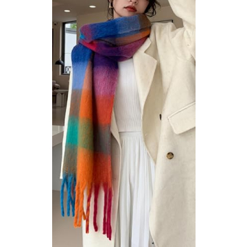 Wander Agio Warm Plaid Winter Scarf for Women