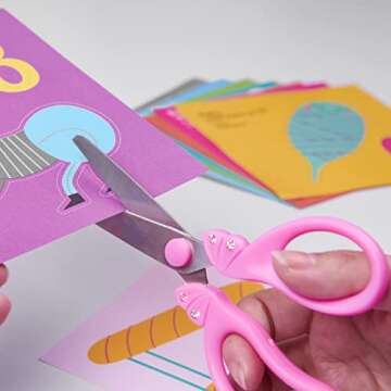 Kids Scissors,Child Scissors,Blunt tip Scissors for Kids,Girls Scissors,Safety Craft Scissors Suitable for Students Ages 5-8 8-10,Girls Gift,Especially Cute and Most Favored by Girls Color PINK