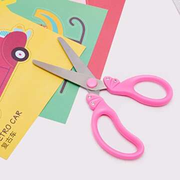 Kids Scissors,Child Scissors,Blunt tip Scissors for Kids,Girls Scissors,Safety Craft Scissors Suitable for Students Ages 5-8 8-10,Girls Gift,Especially Cute and Most Favored by Girls Color PINK