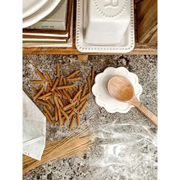 Mud Pie Spoon Rest Set with Marble and Wood Design