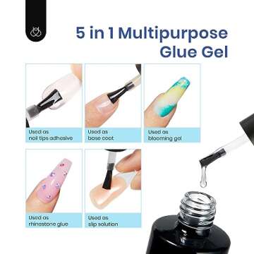 Beetles Gel Nail Kit Easy Nail Extension Set Etch X Nail Tips 500Pcs Half Matte Pre-filed Medium Almond Nail Tips with 5 in 1 Mutipurpose Glue Gel Base Uv Led Nail Lamp DIY Manicure Art