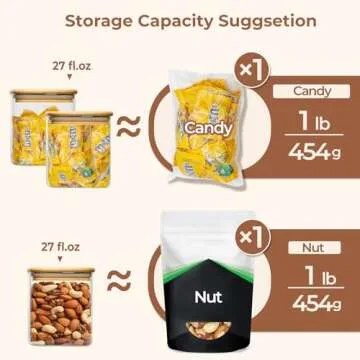 ComSaf 27 oz Glass Food Storage Jars Set of 6, Clear Storage Containers with Airtight Lids, Pantry Organization Jar, Spice Jar, Blooming Tea, Oat, Coffee and Sugar Container, Canister Set for Kitchen