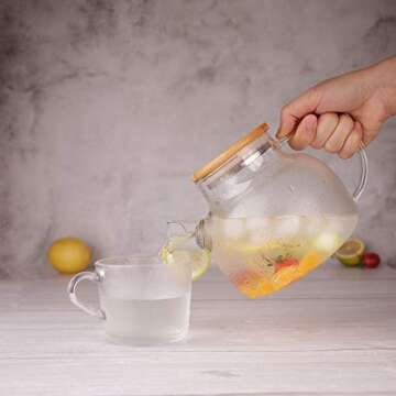 CnGlass Glass Teapot Stovetop Safe,20.3 oz Clear Tea pot with Removable Filter Spout,Loose Leaf and Blooming Tea Maker