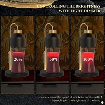 AIKUT Candle Warmer Lamp, with 2 Bulbs,Timer & Dimmer,Height Adjustable Electric Top Candle Melter,Compatible with Large Yankee Candle Jars,3 Wick Candles,Black,110-120v