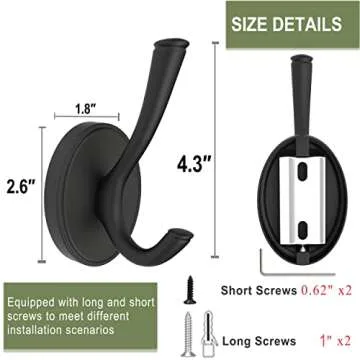 High-Quality TOFIIGREM Black Wall Hooks for Organizing