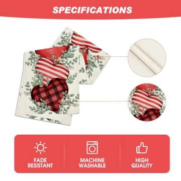 Valentine's Day Eucalyptus Hearts Table Runner 13x72 inch