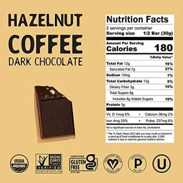 Hu Chocolate Bars | 6 Pack Hazelnut Coffee | Natural Organic Vegan, Gluten Free, Paleo, Non GMO, Fair Trade Dark Chocolate | 2.1oz Each