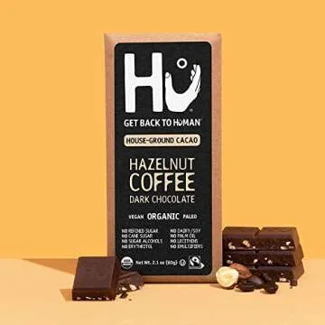 Hu Chocolate Bars | 6 Pack Hazelnut Coffee | Natural Organic Vegan, Gluten Free, Paleo, Non GMO, Fair Trade Dark Chocolate | 2.1oz Each