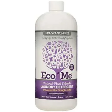 Eco-me Plant Based Concentrated Laundry Detergent, Fragrance-Free, Clear, Unscented, 32 Fl.Oz
