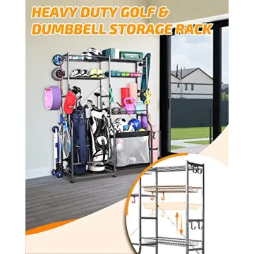 PLKOW Golf Storage Rack, Extra Large Sports Organizer