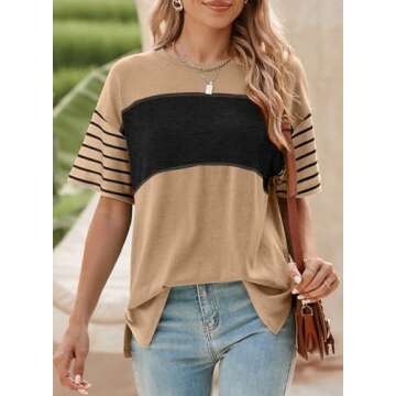 Dokotoo Womens Top Summer Spring 2025 Fashion Oversized Tshirts Short Sleeve Shirts for Women Trendy...