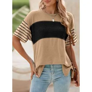 Dokotoo Womens Top Summer Spring 2025 Fashion Oversized Tshirts Short Sleeve Shirts for Women Trendy Tops Clothes Blouses for Women Dressy Casual Business Outfits Teacher Women's T-Shirts T Shirts