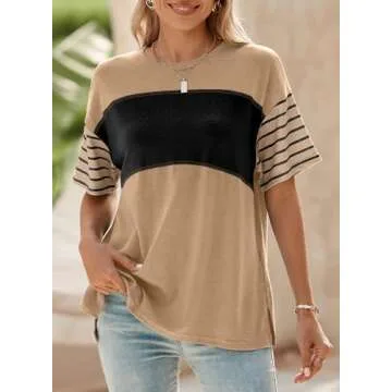 Dokotoo Womens Top Summer Spring 2025 Fashion Oversized Tshirts Short Sleeve Shirts for Women Trendy Tops Clothes Blouses for Women Dressy Casual Business Outfits Teacher Women's T-Shirts T Shirts