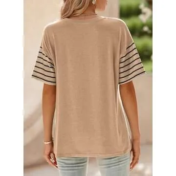 Dokotoo Womens Top Summer Spring 2025 Fashion Oversized Tshirts Short Sleeve Shirts for Women Trendy Tops Clothes Blouses for Women Dressy Casual Business Outfits Teacher Women's T-Shirts T Shirts