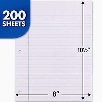 Mead Loose Leaf Paper, Notebook Paper, College Ruled Filler Paper, Standard, 8 x 10.5, 200 Sheets (1...