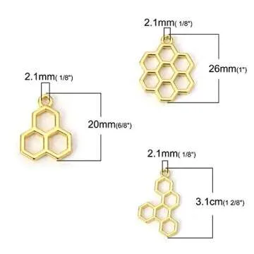 Luckycivia 15Pcs Bee Honeycomb Open Back Bezel Pendant, DIY Metal Frame Pendant, Open Bezel Setting ...