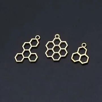 Luckycivia 15Pcs Bee Honeycomb Open Back Bezel Pendant, DIY Metal Frame Pendant, Open Bezel Setting UV for Resin Jewelry Making