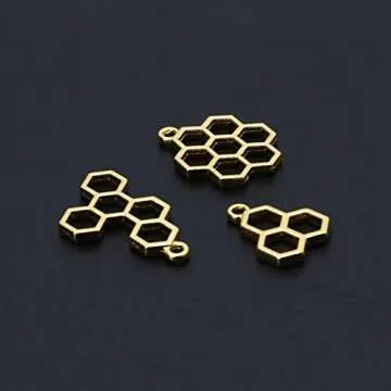 Luckycivia 15Pcs Bee Honeycomb Open Back Bezel Pendant, DIY Metal Frame Pendant, Open Bezel Setting UV for Resin Jewelry Making