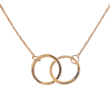 Honeycat 18k Rose Gold Plated Mini Harmony Interlocking Circles Necklace | Minimalist, Delicate Jewe...