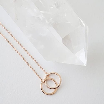 Honeycat 18k Rose Gold Plated Mini Harmony Interlocking Circles Necklace | Minimalist, Delicate Jewelry (Rose Gold)