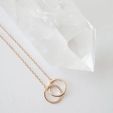 Honeycat 18k Rose Gold Plated Mini Harmony Interlocking Circles Necklace | Minimalist, Delicate Jewelry (Rose Gold)