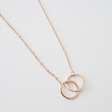 Honeycat 18k Rose Gold Plated Mini Harmony Interlocking Circles Necklace | Minimalist, Delicate Jewelry (Rose Gold)