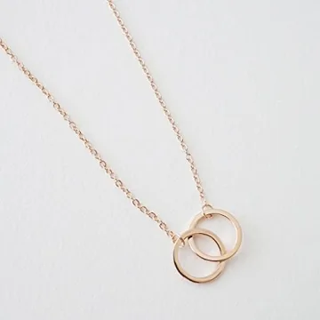 Honeycat 18k Rose Gold Plated Mini Harmony Interlocking Circles Necklace | Minimalist, Delicate Jewelry (Rose Gold)
