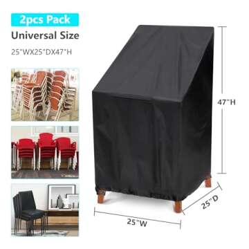 Outdoor Chair Covers, 2 Pack Waterproof Stackable Dust Rain Snow-Proof High Back Patio Covers - Fits...
