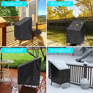 Outdoor Chair Covers, 2 Pack Waterproof Stackable Dust Rain Snow-Proof High Back Patio Covers - Fits 4-6 Stackable Dining Chairs, 25'W x 25'D x 47'H