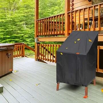Outdoor Chair Covers, 2 Pack Waterproof Stackable Dust Rain Snow-Proof High Back Patio Covers - Fits 4-6 Stackable Dining Chairs, 25'W x 25'D x 47'H