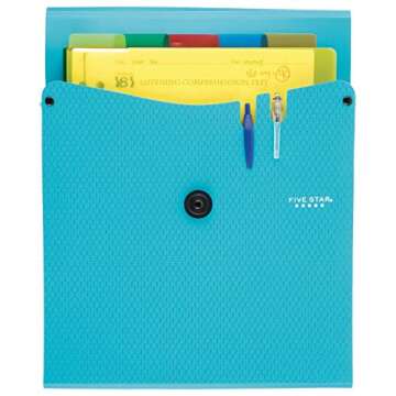 Five Star Expanding File Folder, 5-Pocket Vertical Expandable File Folder, Teal (72502)