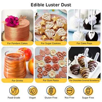 Nomeca Edible Luster Dust, 8 Grams Food Grade Gold Cake Dust Metallic Shimmer Christmas Food Colorin...