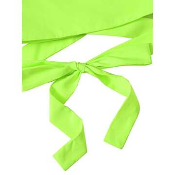 Verdusa Women's Spaghetti Strap Knot Back Crop Top Wrap Cami Top Neon Green L
