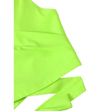 Verdusa Women's Spaghetti Strap Knot Back Crop Top Wrap Cami Top Neon Green L