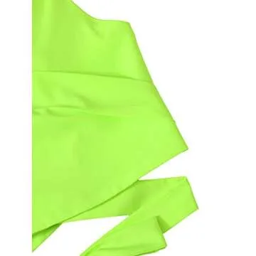Verdusa Women's Spaghetti Strap Knot Back Crop Top Wrap Cami Top Neon Green L