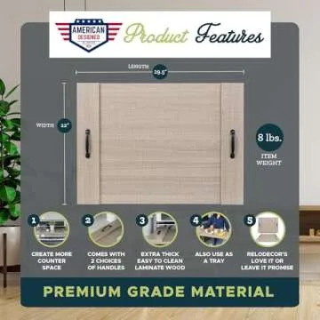 Noodle Board Stove Covers with Handles, Durable Extra Thick Laminate Wood Handmade Cookware, Counter...