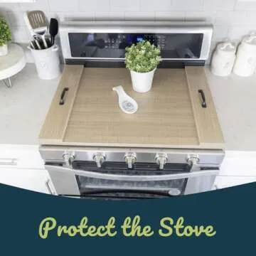 Noodle Board Stove Covers with Handles, Durable Extra Thick Laminate Wood Handmade Cookware, Counter Space Top Covers for Electric Stoves & Sink Farmhouse Rustic Decorative Tray for Kitchen