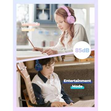 iClever BTH03 Kids Bluetooth Headphones with LED Lights, 35H Playtime, & Bluetooth 5.4 - Perfect for...
