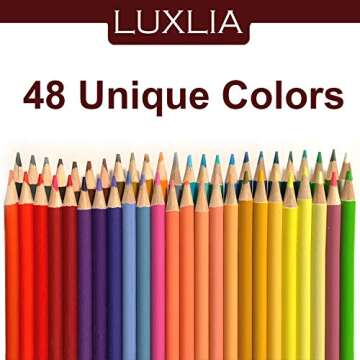 Luxlia Professional Watercolor Pencils, Set of 48, Multi Colored Art Drawing Pencils and Brush in Bright Assorted Shades, Ideal for Coloring, Blending and Layering, Watercolor