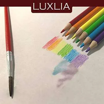Luxlia Professional Watercolor Pencils, Set of 48, Multi Colored Art Drawing Pencils and Brush in Bright Assorted Shades, Ideal for Coloring, Blending and Layering, Watercolor