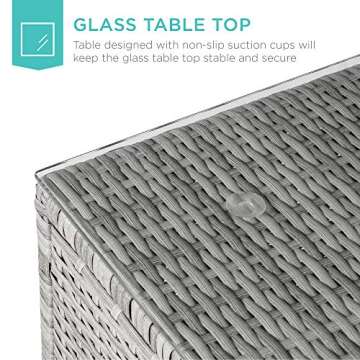 Best Choice Products 5-Piece Modular Conversation Set, Outdoor Sectional Wicker Furniture for Patio, Backyard, Garden w/ 3 Chairs, Ottoman Chair, 2 Pillows, 6 Seat Clips, Coffee Table - Gray/Navy