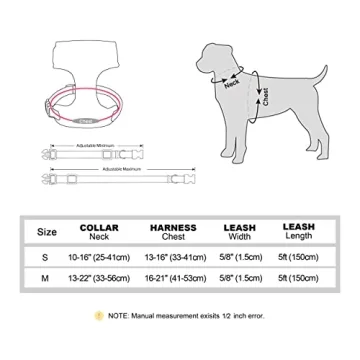 Didog Cute Small Dog Harness Collar & Leash Set Pink