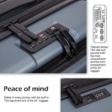 COOLIFE Luggage Suitcase Piece Set Carry On ABS+PC Spinner Trolley with pocket Compartmnet Weekend Bag(Titanium gray, 2-piece Set)