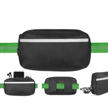 iYoShop Hands Free Dog Leash with Zipper Pouch, Dual Padded Handles and Durable Bungee for Walking, ...