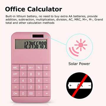 EooCoo Basic Standard Calculator 12 Digit Desktop Calculator with Large LCD Display for Office, School, Home & Business Use, Modern Design - Pink