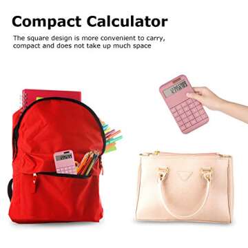 EooCoo Basic Standard Calculator 12 Digit Desktop Calculator with Large LCD Display for Office, School, Home & Business Use, Modern Design - Pink