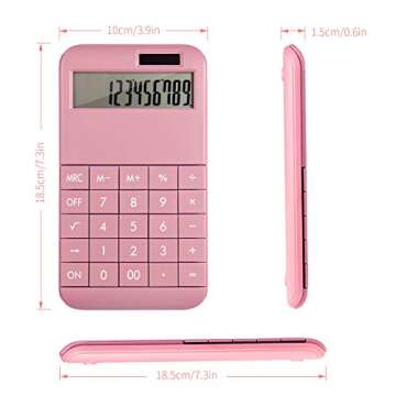 EooCoo Basic Standard Calculator 12 Digit Desktop Calculator with Large LCD Display for Office, School, Home & Business Use, Modern Design - Pink