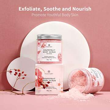Natural Grapefruit Exfoliating Body Scrub - Shooting Organic Dead Sea Salt Anti Aging Acne Wrinkles Cellulite Remover Exfoliator Moisturizing Vitamin E Vitamin C Coconut Oil Scrubs for Women Men 10 oz