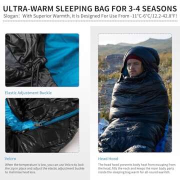 Naturehike Ultralight Down Sleeping Bag, 650FP Backpacking Sleeping Bag 3-4 Season for Adults, 32-42℉ Waterproof Sleeping Bag for Camping, Hiking, Traveling with Compression Sack
